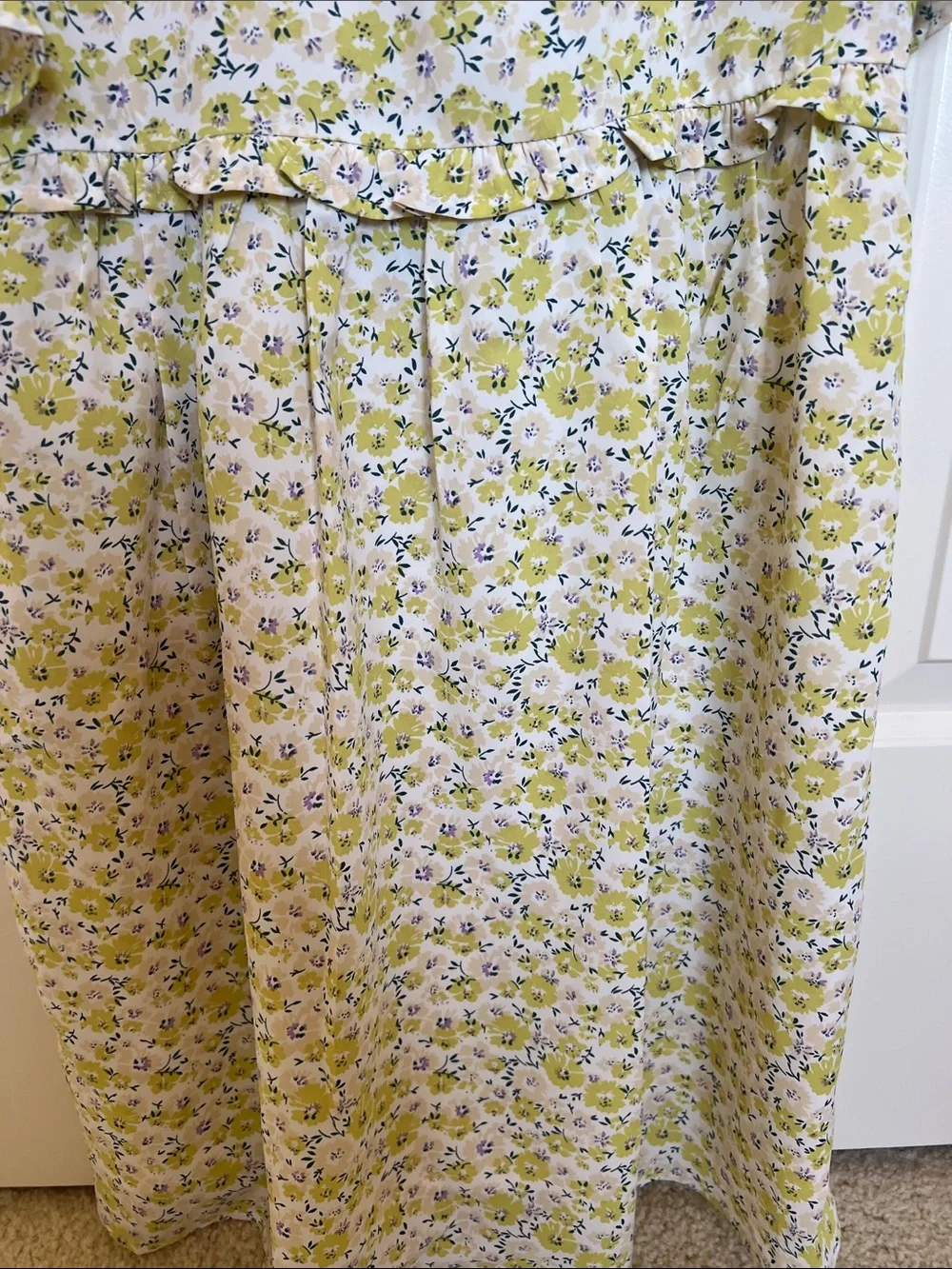 Hayden Yellow Floral Ruffle-Trim Casual Dress